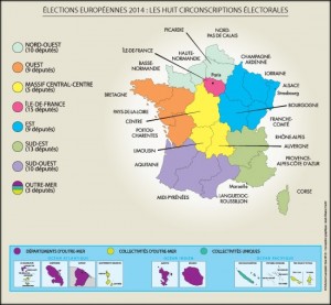 les circonscriptions électorales  du scrutin européen 2014